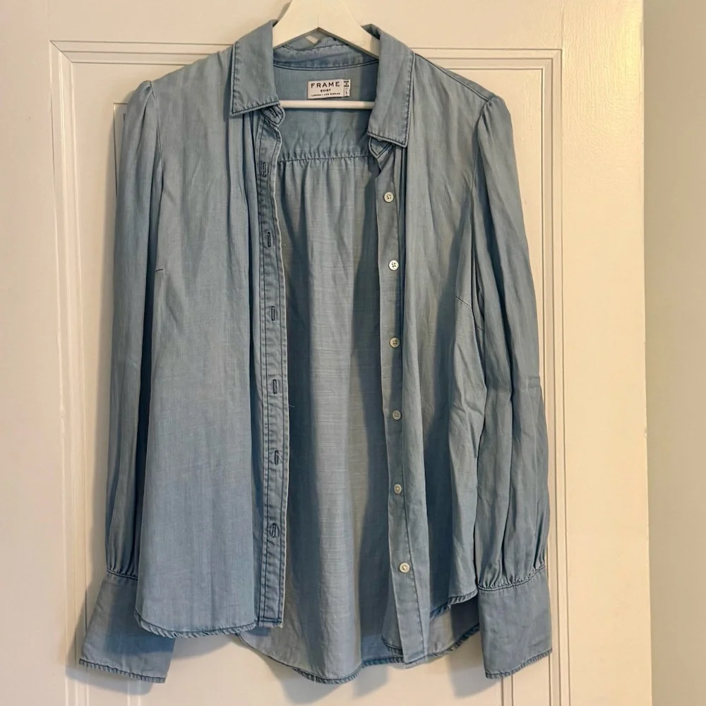 Frame Denim Light-Wash Blouse - Picture 1 of 5